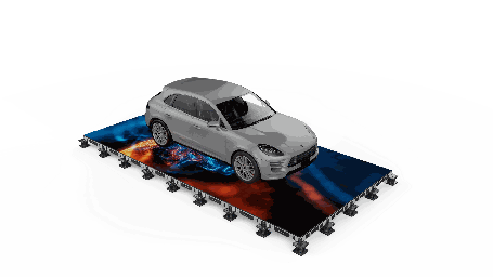 Mur LED enroulable supportant une voiture