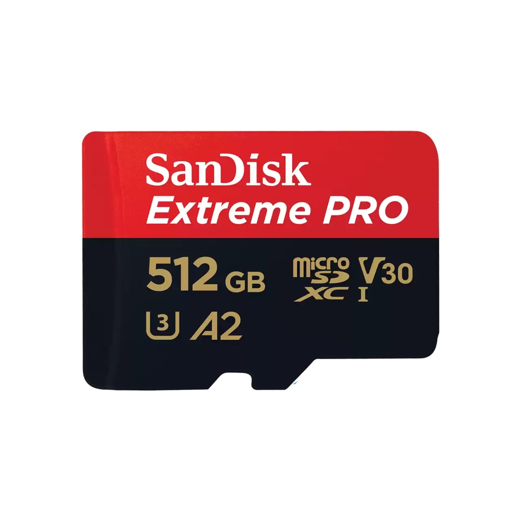 SanDisk Extreme PRO - Carte mémoire flash (adaptateur microSDXC vers SD inclus(e)) - 512 Go - A2 / Video Class V30 / UHS-I U3 / Class10 - microSDXC UHS-I