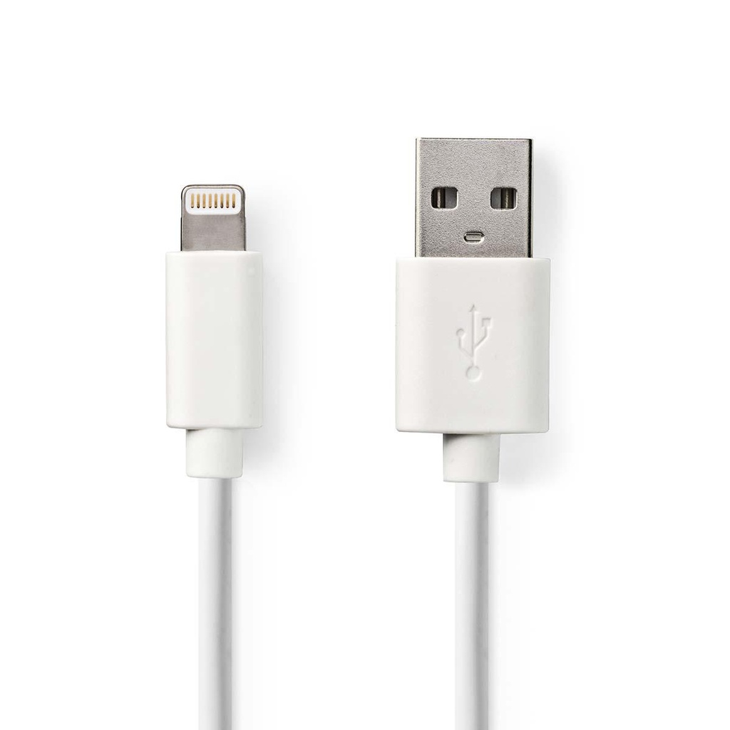 Lightning Câble | USB 2.0 | Apple Lightning à 8 broches | USB-A Mâle | 480 Mbps | Plaqué nickel | 3.00 m | Rond | PVC | Blanc | Boîte