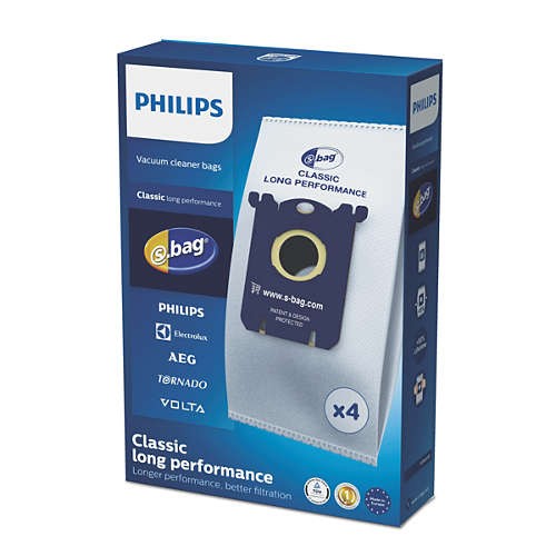 PHILIPS Lot de 4 sacs aspirateur S-bag Classique Longue Performance - FC8021.03