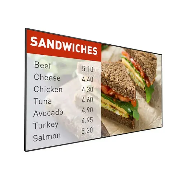Ecran 42" LCD/LED 
1920x1080,1300:1,700cd/m2,RJ45,HP 2X10W,VESA®200,OPS,15,5Kg
LED:EDGE,P./P,24H/7J.,Bezel 6,5mm,SOC 16Go,Android WIfi,CMND