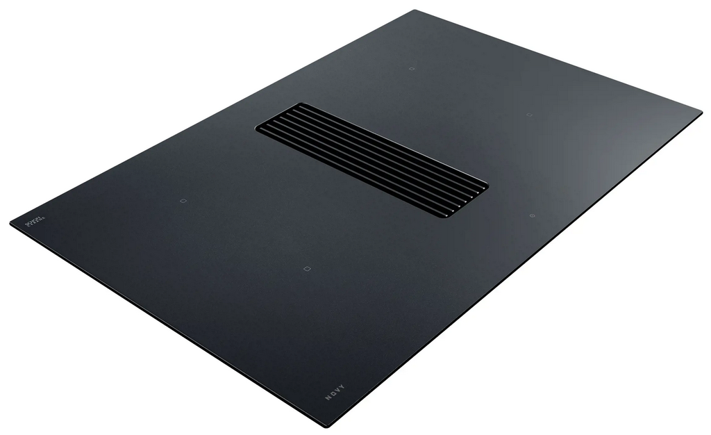 Table de cuisson induction verre noir mat avec hotte intégrée à recyclage ou à évacuation extérieure Novy Easy 80 Matte Line - 4 zones de cuisson - 80 x 52 cm