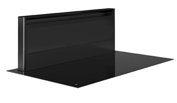 Table de cuisson induction verre noir brillant avec hotte intégrée Novy Panorama 90 - 88 x 52 cm - 4 zones de cuisson en ligne (2 octogonales avec bridge + 2 rondes)  - Novy Connect  