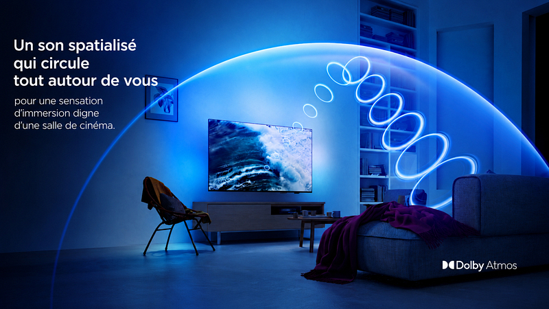PHILIPS QLED - AMBILIGHT 3 - UHD - TITAN OS - Processeur P5 / PIED CENTRAL *